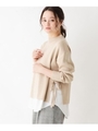 重ね着風サイドリボンニットプルオーバー/ライトベージュ(051)