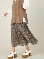 小花柄プリーツスカート/ベージュ