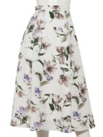 水彩フラワープリントスカート/モカ