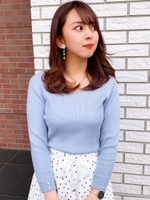 前後2WAYリブニット/青系