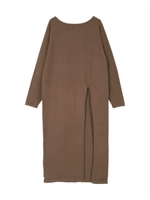 前後2wayボートネックスリットニットワンピース/モカ