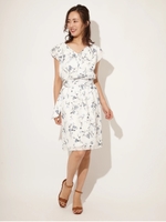 袖フリルとろみワンピース/ホワイト