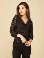 透かしカーディガン/ブラック