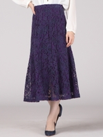 配色レーススカート/パープル
