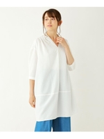 麻見えバンドカラ−コク−ンチュニック/オフホワイト(003)