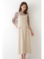 麻混ジャンスカ◆/ベージュ(040)