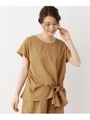 麻調リボンブラウス/キャメル(041)
