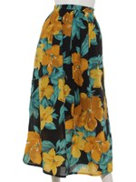 綿ローンリゾートフラワープリントスカート/花柄 ブラック