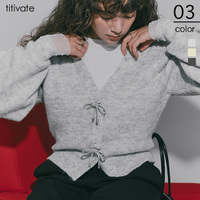 リボンモチーフ付ニットカーディガン