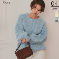 ゆったりルーズブークレーニットトップス/チュニック