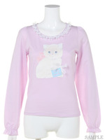 白ねこプリントロンTee