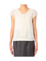 [L]リボンディテールシフォンプルオーバー