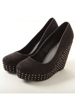 【glifeed】ヒールスタッズ付厚底ウエッジパンプス