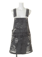 クラッシュデニムサロペットスカート