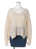 ケーブルニットコンビワンピース