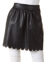 フェイクレザースカラップスカート