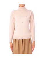 フラワービーズタートルネックニット