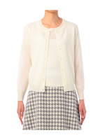 [L]ウール混カーディガン+柄編みニット