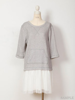 【Balcony and Bed】チュール切り替えスウェットワンピース