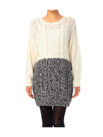 ミックスカラー配色ニットワンピース