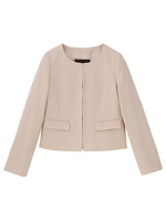 ボーダー織り柄ノーカラージャケット