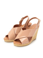 エナメル使いクロスウェッジサンダル