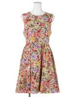 花柄タッキングワンピース