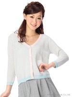 【Tralala】配色ニットカーディガン