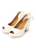 オープントゥバックリボンパンプス