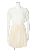 プリーツ配色ワンピース