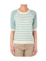 袖シフォンボーダーニット