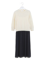 ニット×チュールスカートワンピース