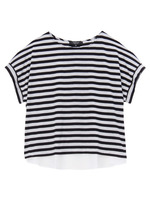 シフォン切り替えボーダーカットソー