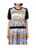 配色ボーダーレオパード柄カットソー