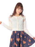 【LIZLISA】肩透けフラワーカーデ