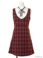 ハイカウントチェックドッキングベロアリボンOP