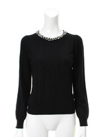 ワイドリブビジュークルーネックプルオーバー