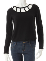 【ECURY】ラウンドネックカッティングトップス