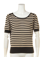 ボーダー×レース半袖