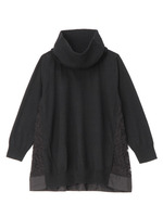 スヌード付シフォンレース重ねニット