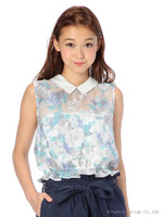 【LIZLISA】花柄衿付ブラウジングトップス