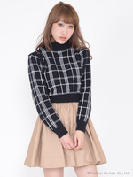 チェックニットコンビワンピース