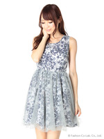 チュール花柄ワンピース