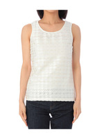 千鳥格子柄切り替えタンクトップ