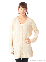 Vネックロングニットカーディガン