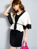 レースフレアスリーブワンピ