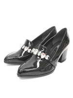 ビジュー付きポインテッドトゥヒールローファー