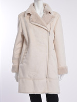 小嶋陽菜さんコラボアイテム★フェイクムートンライダースロングCT