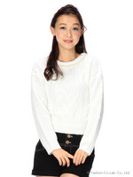 【Tralala】衿パールケーブルトップス