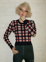 チェックニットTOPS